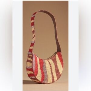Anthropologie Beaded Crescent Shoulder Bag